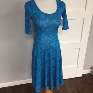 NWT XXS LuLaRoe Nicole Bright Blue Dress